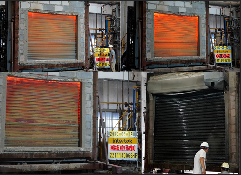 91视频官网門業美（měi）標防火卷簾門現場測試圖（tú）片